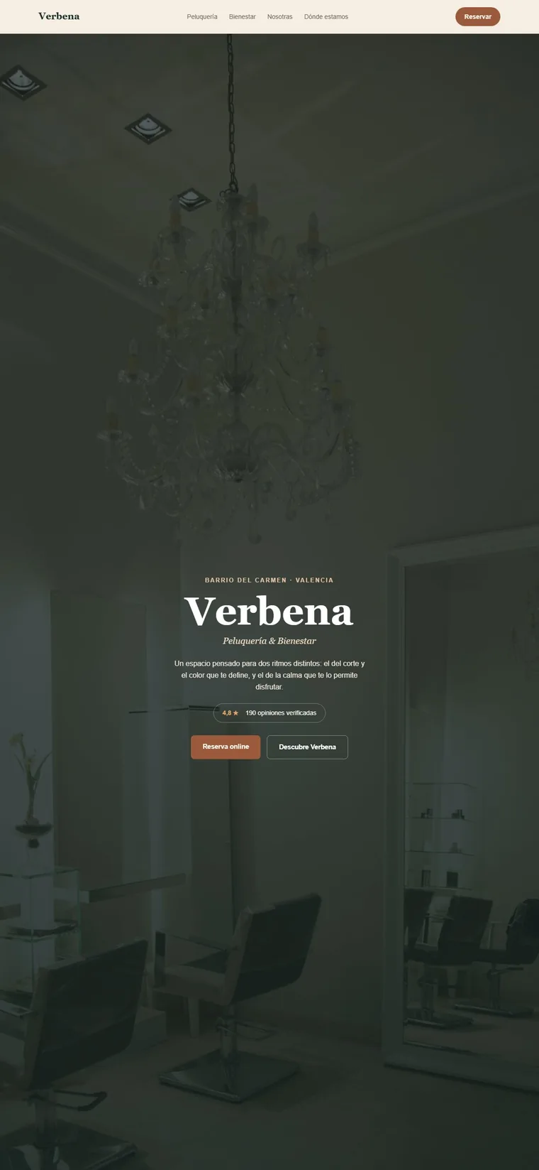 La web construida para Verbena, vista completa